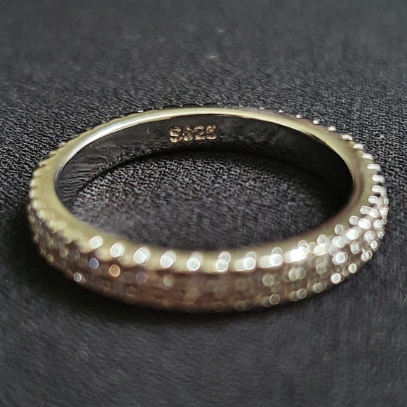 Elegant Silver Two Rows Diamond Ring - Picture 2 of 4
